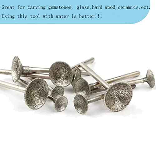 Luo ke Bowl Shape Diamond Burr - 3/32'' Shank Diamond Burs Wire Rounder Bits fits Rotary Tool (Pack of 13)