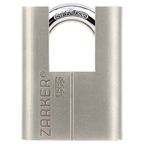 J55S keyed Padlock, Heavy Duty Stainless Steel Shackle Lock, Waterproof and Rustproof Storage, Warehouses, Garage, Outdoors, 1-Pack
