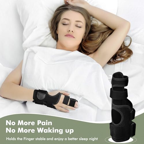 Trigger Finger Splint, 2 Finger Brace for Index, Middle, Ring, Pinky Finger, Treatment for Hand Fractures, Arthritis (S/M, Right)