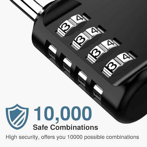 Puroma 10 Pack Combination Lock for Locker 4 Digit Outdoor Waterproof Padlock for School, Gym, Sports, Fence, Toolbox, Gate, Case, Outdoor, Hasp Storage, Cabinets (Black)