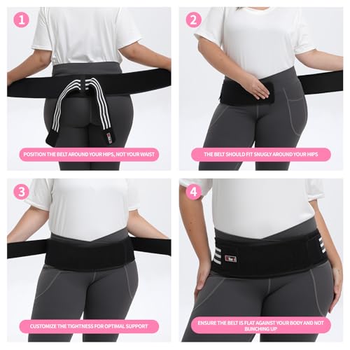 Sacroiliac SI Joint Hip Belt for Women Men-Alleviate Sciatica|Pelvic|Back|Lower Back Support, Pelvic Support Belt, Adjustable Lumbar Pain Relief,Black, S(Hip Size 26"- 31")