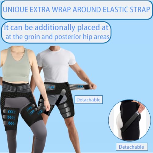 Thigh Compression Sleeve | Hip Sciatica Pain Relief Device Brace | Hamstring & Groin Compression Sleeve Wrap for Sciatic Nerve Relief | Hip Support Brace for Women & Men (1, XX-Large)