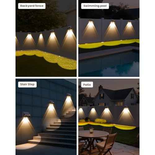 Brighter Solar Fence Lights-3000/4000/6000K 3 Mode,Solar Lights Outdoor Waterproof,Dusk to Dawn Deck Light, Outdoor Lighting for Backyard/Railing/Wall/Step/Patio(8 Pack,Brown)