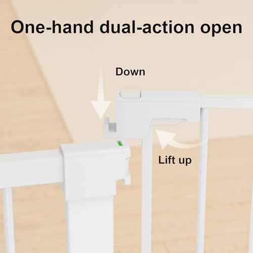 29-32" Metal Baby Gate for Stairs/Doorways, 30" Tall Pressure Mounted Pet Gates, Auto-Close Child Safety Gate, No Drilling Easy Walk-Through Dog Gate Indoor, White