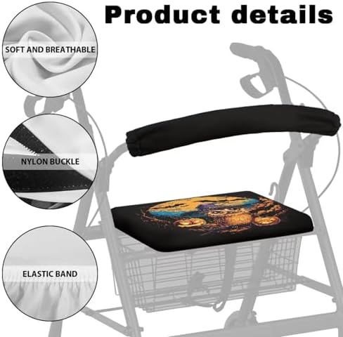 LedBack Halloween Walker Accessories Rollator Seat Cushion Owl Bat Walker Seat Cover Walkers, Rollators & Accessories for Walkers for Seniors