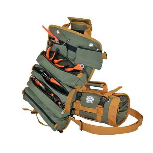 Tool Bag Roll Up, Bag Tool Organizers, Small Tool Bag W/Detachable Pouches, Heavy Duty Tool Organizer for Men Women(Green)