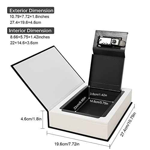 Leather Book Safe (Size 10.79"¡¿7.72"¡¿1.97") Real Paper Secret for Jewelry, Money and Cash, Diversion Book Safe,Hollow with Hidden, Combination Lock (L, Bible-Combination)