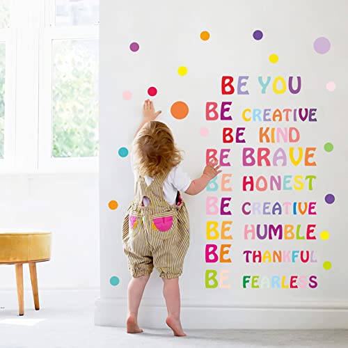 Inspirational Wall Decal: Be Kind, Be You Rainbow Motivational Quotes - Classroom Decor for Kids Girls Bedroom - Be Thankful, Be Brave, Be Creative Lettering
