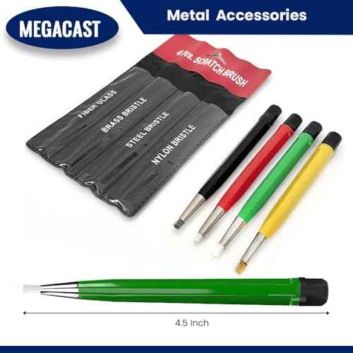 4-Piece Scratch Brush Pen Set, Sanding Brushes Tools with Fiberglass, Steel, Brass and Nylon Nigs, Cleaning Brush for Jewelry, Watches, Coins and Electrical Circuit Boards