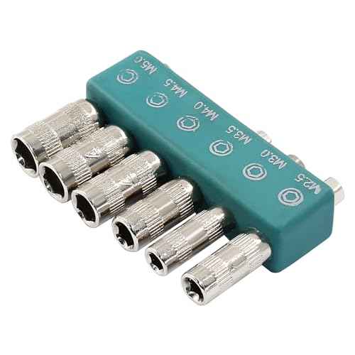 6 in 1 Hex Socket Adapter with H4 Shank, 2.5mm 3mm 3.5mm 4mm 4.5mm 5mm Metric 6 Point Power Nut Driver Drill Bit Set