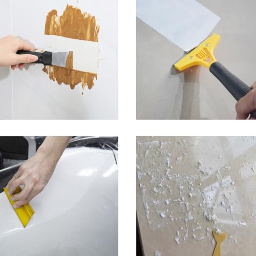 14 Pcs Plastic Blade Scraper Tool - Sticker Plastic Razor Blade Scraper Pick Non Scratch Tool Putty Knife for Removal Floor Stove Scraping Labels and Decals Sticker on Car Window Glass