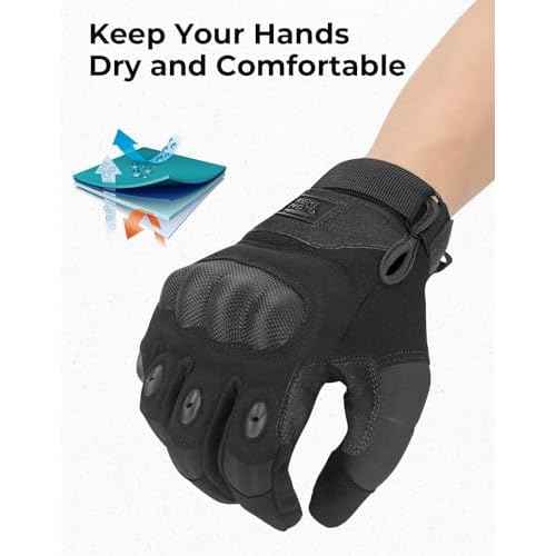 KEMIMOTO Tactical Gloves for Men, Touchscreen Motorcycle Gloves with Hard Shell & Palm Padding for Sports Motorcycle Cycling Tactical Airsoft Paintball Hunting Hiking Camping Climbing