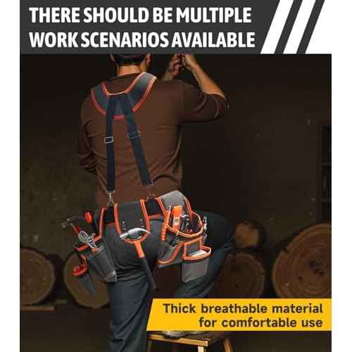 New Tool Belts for Men, Professional Morrales de Construccion, Tool Belt Suspenders Made of 1680D Polyester Fiber, Suitable for Electricians, Carpenters, etc