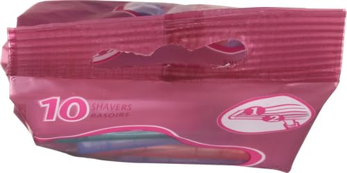 BIC Silky Touch Women's Disposable Razors, With 2 Blades, Pretty Pastel Razor Handles, 10 Count Pack of Shaving Razors (Pack of 2)