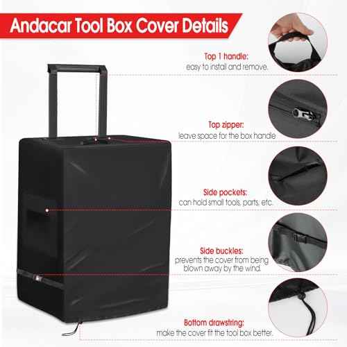 Tool Box Cover for DEWALT tool box with wheels, 600D Rolling Tool Box Organizer Cover Waterproof Tool Chest Cover, 21.6 x 17.7 x 39 In, Cover Only
