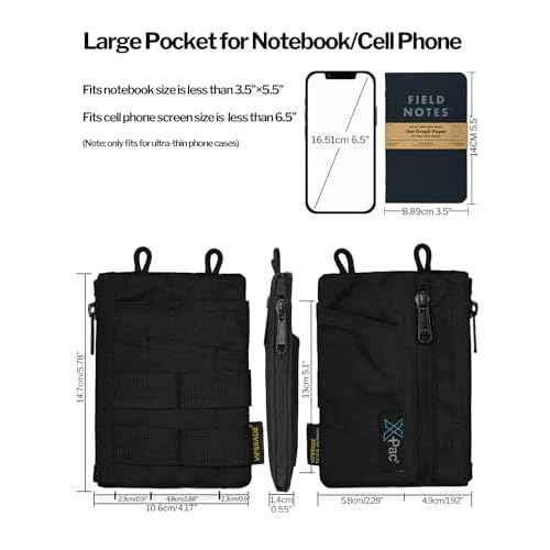VIPERADE VE16N EDC Pouch, Men's EDC Organizer with 5 Pockets, 2 Zipper Pockets, Slim EDC Wallet, Multitool Pouch (XPAC-Black)