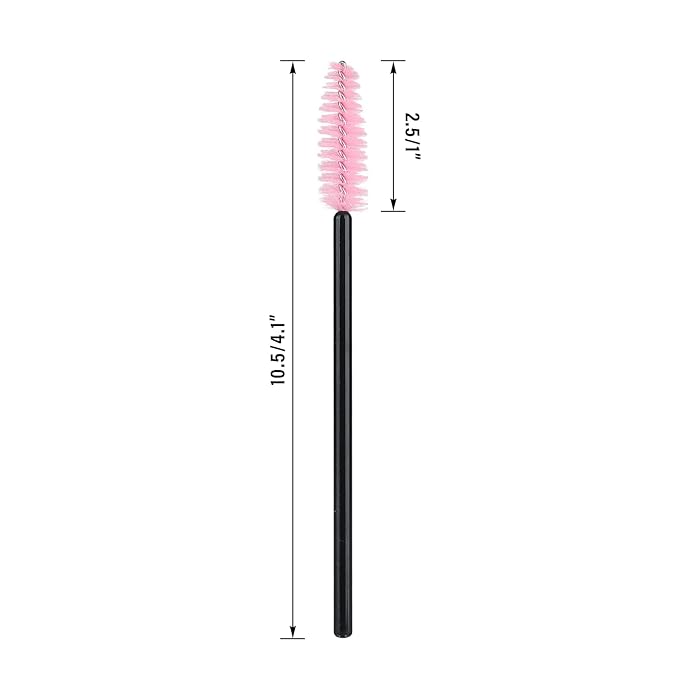 G2PLUS 50pcs Disposable Eyelash Brushes, Mascara Wands Applicator Makeup Kits, Eyelash Spoolies Brushes for Lash Extensions, Eyebrow Grooming, Makeup Kit, Salon Professional Use (Black+Pink）
