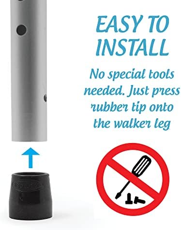 KIT: Top Glides Universal Walker Replacement Legs with Rubber Tips (Black)