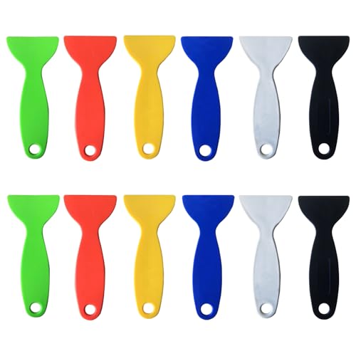 12pcs Thickened Scraper Tool Multiple Purposes Plastic Scraper Putty Knife removal shovel Tool Set (Multicolor)