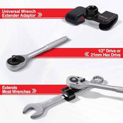 Spurtar Wrench Extender Tool, Adjustable Wrench Extender Adapter for 1/2" Drive or 21mm Hex Drive with Heat Treatment for Cheater Bar