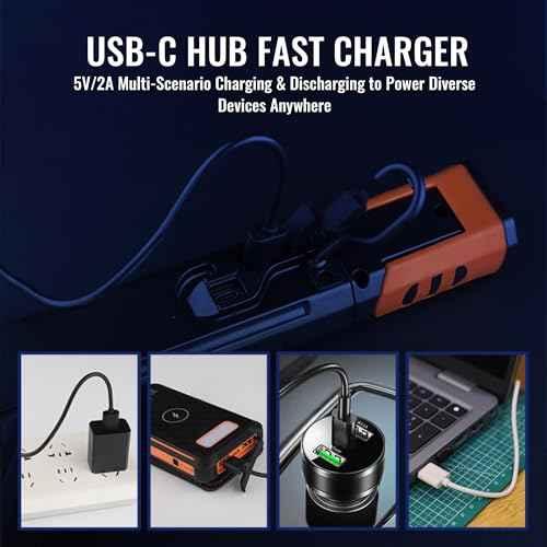 Magnetic Rechargeable Underhood Work Light for Mechanic, 7800mAh 12H, IP65 Waterproof, 360¡Æ Rotating, 4 Modes (2700K-6500K), USB-C Fast Charge, for Car Repairing/Garage/Emergency