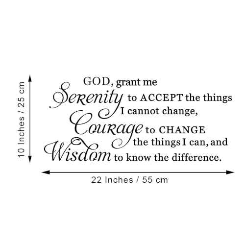 God Grant me The Courage to Change Things The Wisdom to Know The Difference Serenity Prayer Pure Vinyl Wall Decal Quote Art Lettering Sticker Saying Decor
