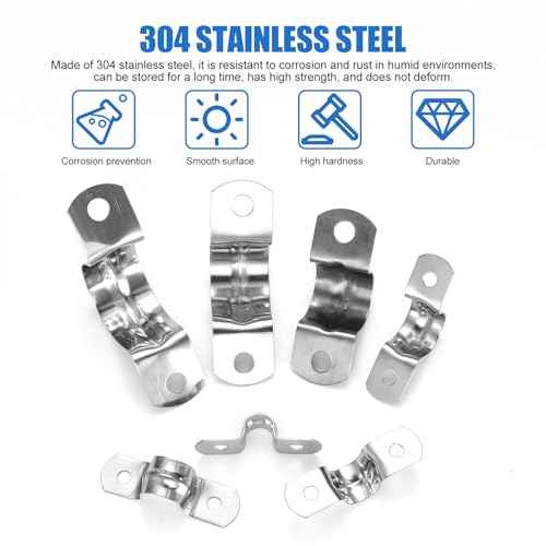 90 Pcs Two Hole Strap U Clamp,Pipe Strap U Bracket Clamp, Stainless Steel Rigid Pipe Strap U Bracket Tube Strap Clamp Kit for Pipe Tube Fixing Mounting - 5/16" 3/8" 9/16" 1/2" 5/8" 3/4" 1"