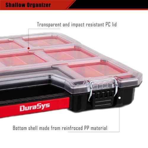 Tools Organizer, Small Parts Storage Craftsman Toolbox, 17.3 * 13.7 * 2.5" Durable Hardware Box Storage, with Removable Inner Cups