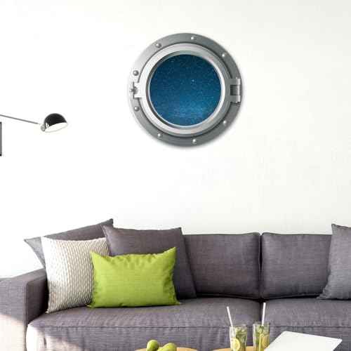 3D Airplane Window Wall Stickers Universe Porthole Decals for Kids Room, Living Room, Bedroom Decoration, Removable PVC Space Theme Decor