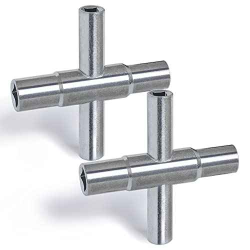 4 Way Sillcock Key Wrench Set, 1/4", 9/32", 5/16", 11/32" Water Utility Key for Faucet, Spigots and Most Valves, 2 Pack