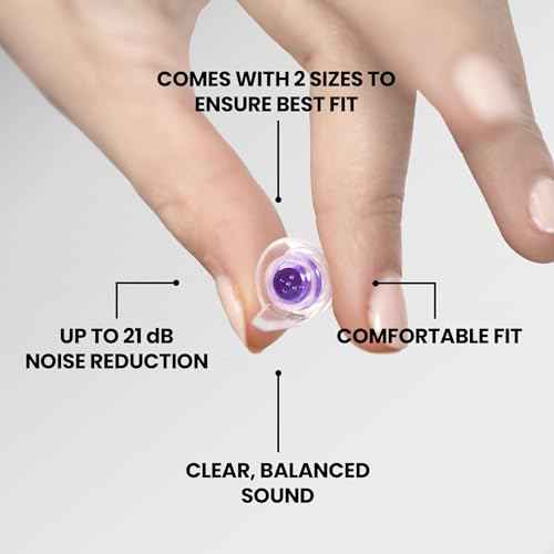 Eargasm Smaller Ears Hyperviolet Purple Earplugs - Noise Reducing Ear-Plugs for Hearing Protection at Concerts, Music Festivals, Loud Environments, Live Events, Sporting Events
