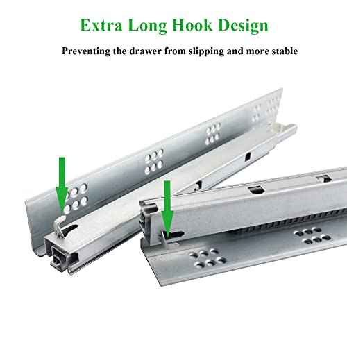 6 Pairs of 12 Inch Undermount Soft Close Drawer Slides Bottom Mount Full Extension 100LB Capacity with Adjustable Locking Devices and Brackets
