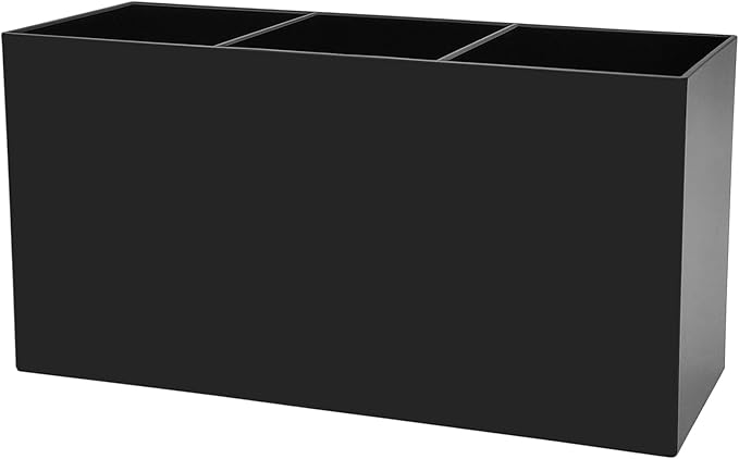 Black Makeup Brush Organizer,Acrylic Cosmetic Brushes Storage Holder with 3 Slots,Pencil Pen Holder for Desk,Desk Organizer and Accessories for Vanity