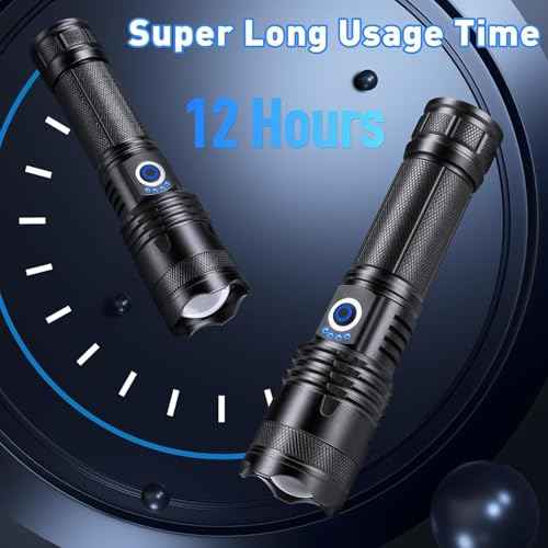 Rechargeable LED Flashlights High Lumens, 99,000 Lumens Super Bright Flashlights with 5 Modes, Waterproof Powerful Flash Light Multifunctional Flashlights for Home Emergencies Hiking£¨2 Pack£© (Black)