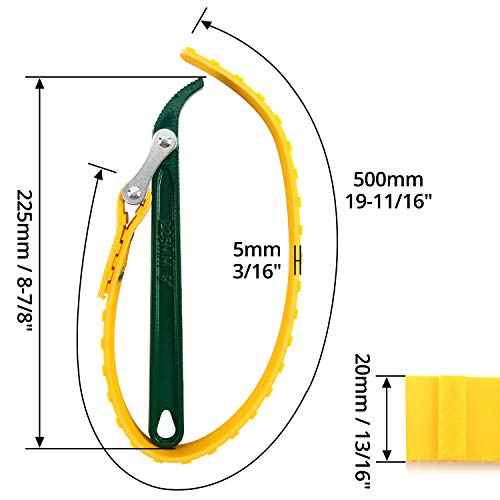 QWORK 9" Belt Strap Wrench, Multi-Purpose Adjustable Strap Oil Filter Strap Opener Wrench with 19 11/16" Capacity Adjustable Strap