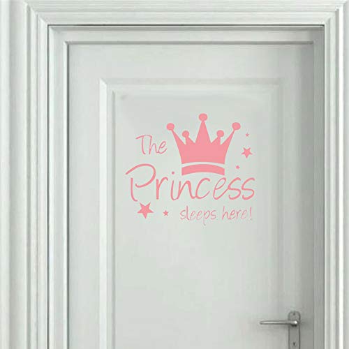 2 Pcs Wall Sticker Princess Sleep Here 13.4 Inch Little Crown Star Art Quotes Wall Decal Decor for Living Room Bedroom