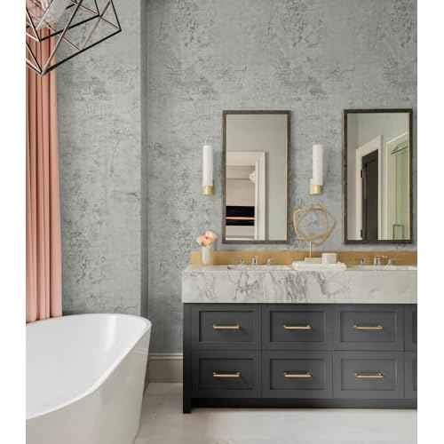Guvana Grey Concrete Wallpaper Peel and Stick Gray Cement Wallpaper Faux Textured Limewash Contact Paper Modern Self Adhesive Removable Wall Paper for Bedroom/Bathroom Accent Wall Decor 15.7"x78.7"