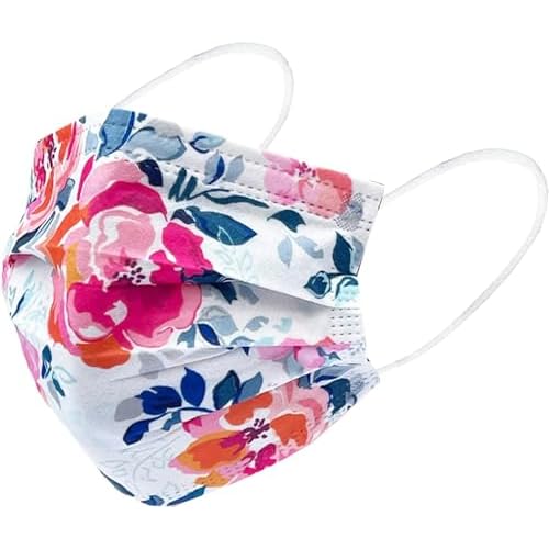 Disposable Floral Print Safety Mask 3 Layer Protection Face Mask for Adults 50 pcs (Rose print)
