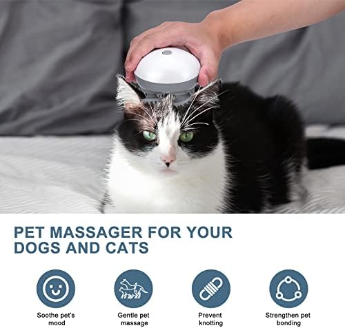 Upgraded Handheld Pet Massager for Dogs and Cats, Electric Cat Massager Dog, with 4 Rotatable Heads, Three Modes, for Relieving Tight Stiffness Muscles, Promote Bonding