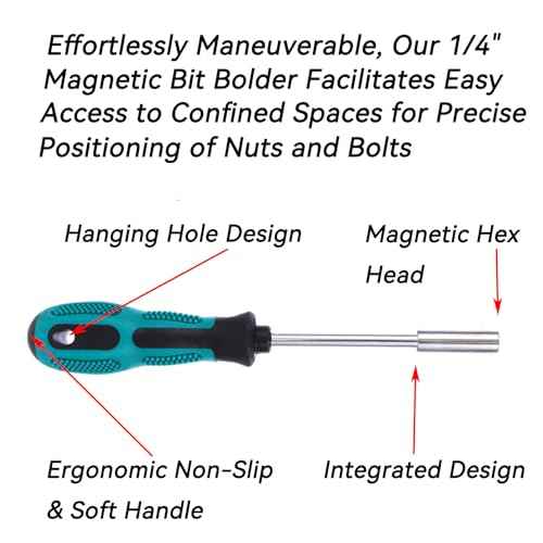 Bit Driver Handle,2 Pieces 1/4 inch Bit Driver Magnetic Screwdriver Bit Holder,6.35mm Hex Bit Holder Extension,190mm and 110mm Long with Non-slip Handle Nut Driver, Green