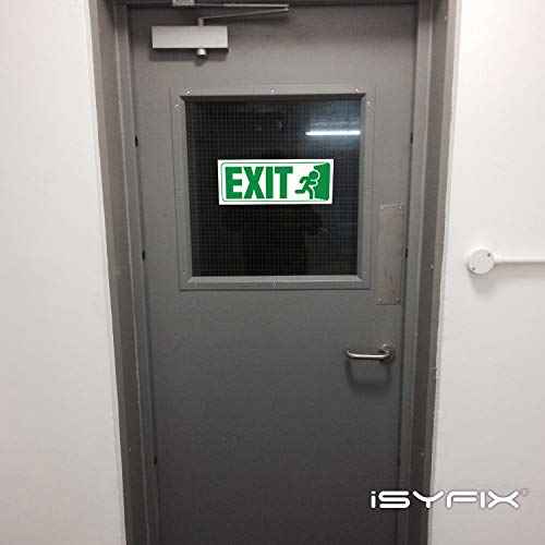 iSYFIX Exit Signs Stickers ? 3 Pack 10x4 Inch ? Premium Self-Adhesive Vinyl, Laminated for Ultimate UV, Weather, Scratch, Water & Fade Resistance, for Office, Buildings, Workplace, Indoor & Outdoor