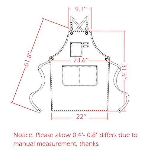 NEWGEM Cotton Denim Apron with Pockets for Women Chef Kitchen Cooking Gardening Painting