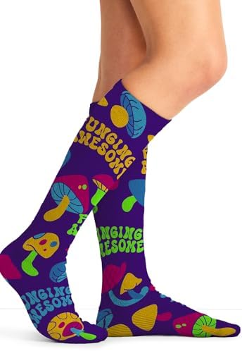 Cherokee Women's 10-15mmHg Compression Socks – Fun Print Knee Highs with Light Support, Soft Feel - PRINTSUPPORT