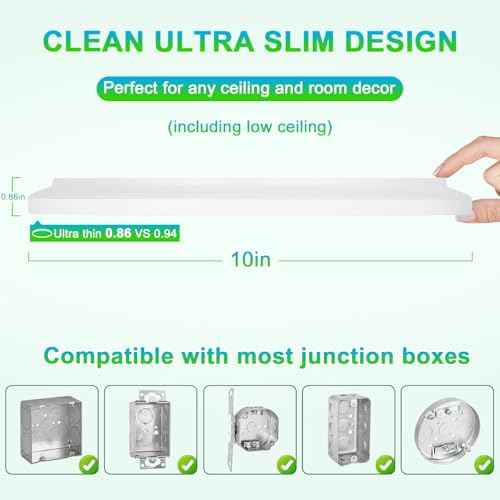 2-Pack 20W LED Flush Mount Ceiling Lights, 10 Inch 2600LM Ultra Thin Round Light Fixtures Ceiling Mount, 2700K/3000K/4000K/5000K/6500K 5CCT Selectable, Modern LED Lamps for Stairwell, Basement
