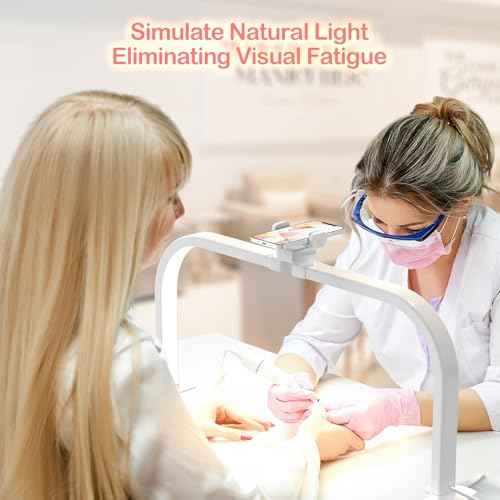 Upgrade Large Half Moon Light for Nail Desk with Phone Holder for Nail Lamp, Arch Moon Light Tech Perfect for Professional Manicure (White, Large)