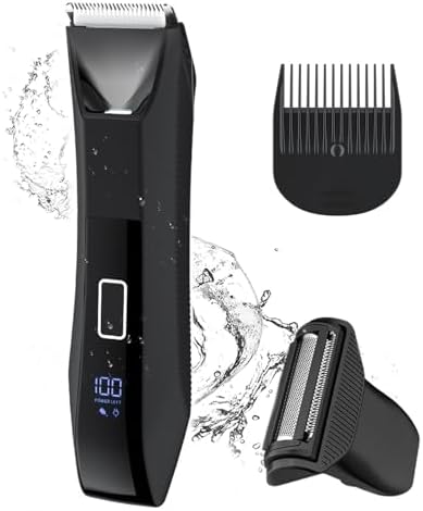 Manscape Ball Trimmer for Men, 2-in-1 Body Hair Trimmer and Groin Hair Shaver -Dual-Head Trimmer for No-Nick Shaving, Smooth Grooming, Lightweight with Travel Lock, IPX7 Waterproof, LED Display