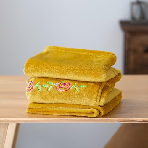 Keyocean Wheelchair Blanket, Soft Lightweight Warm Lap Blacket for Elderly, Honey Gold