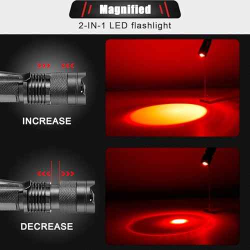 Honoson 8 Pieces Red Light Flashlight LED Single Mode Torch 1 Mode Scalable Red Lens Filter Flashlight for Night Astronomy Aviation Observation Beach Safe