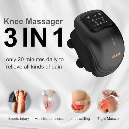 Knee Massager Smart with Heat, Red Light and Massage Therapy, 3 Vibration Modes and 3 Heating Levels, 2026 Updated Edition, LED Vitality Joints Knee Massager, Gifts for Grandma & Grandpa, Black
