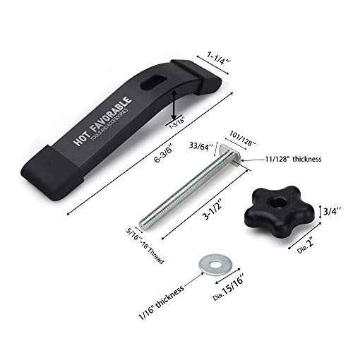 Aluminum T-Track Hold Down Clamps,6-3/8"L x 1-1/4" Width-Woodworking and Clamps-Fine Sandblast Black Anodized-4 Pack